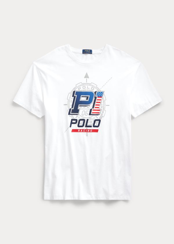 Playeras Polo Ralph Lauren Hombre Blancos - Classic Fit Racing - EYHIO4702